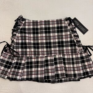 Current Mood Black and White Skater Mini Skirt